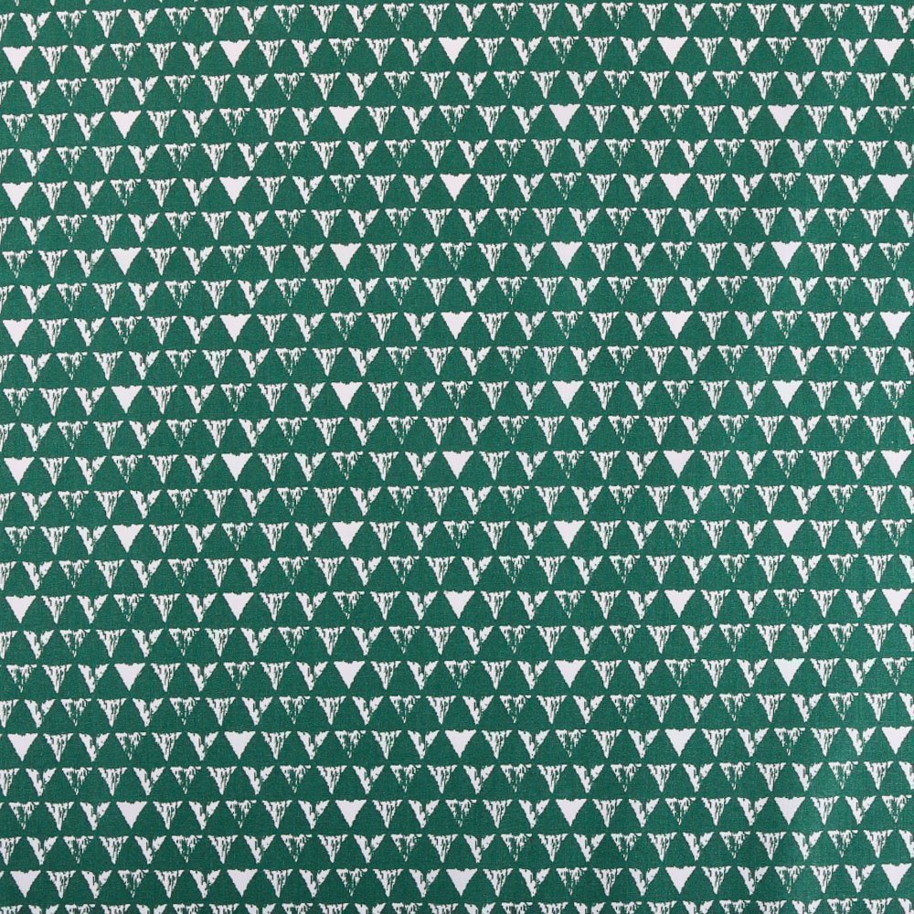 Tissu Coton Imprimé Arty Awat Cyprès Triangles Vert sapin