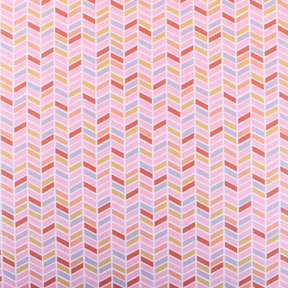 Tissu Coton Imprimé Arty Motifs Dozali Rose / Orange / Pervenche