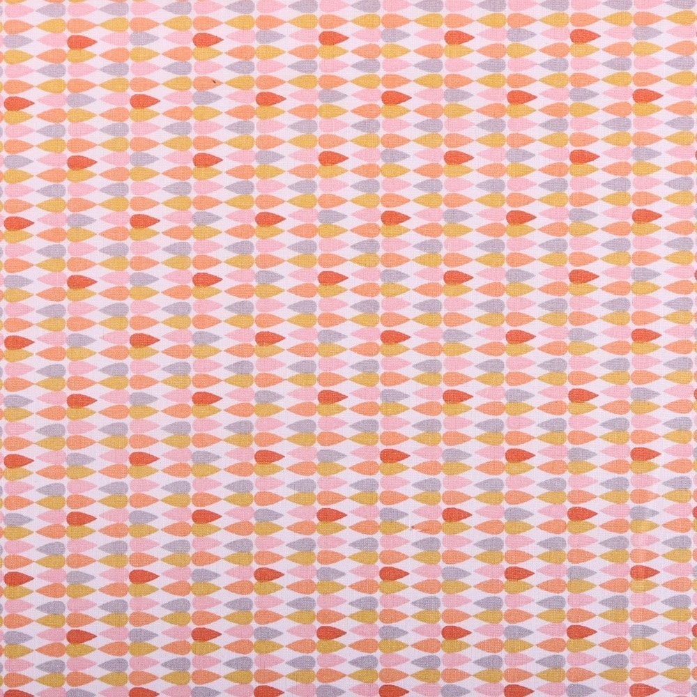 Tissu Coton Imprimé Arty Plima Rose / Orange / Pervenche