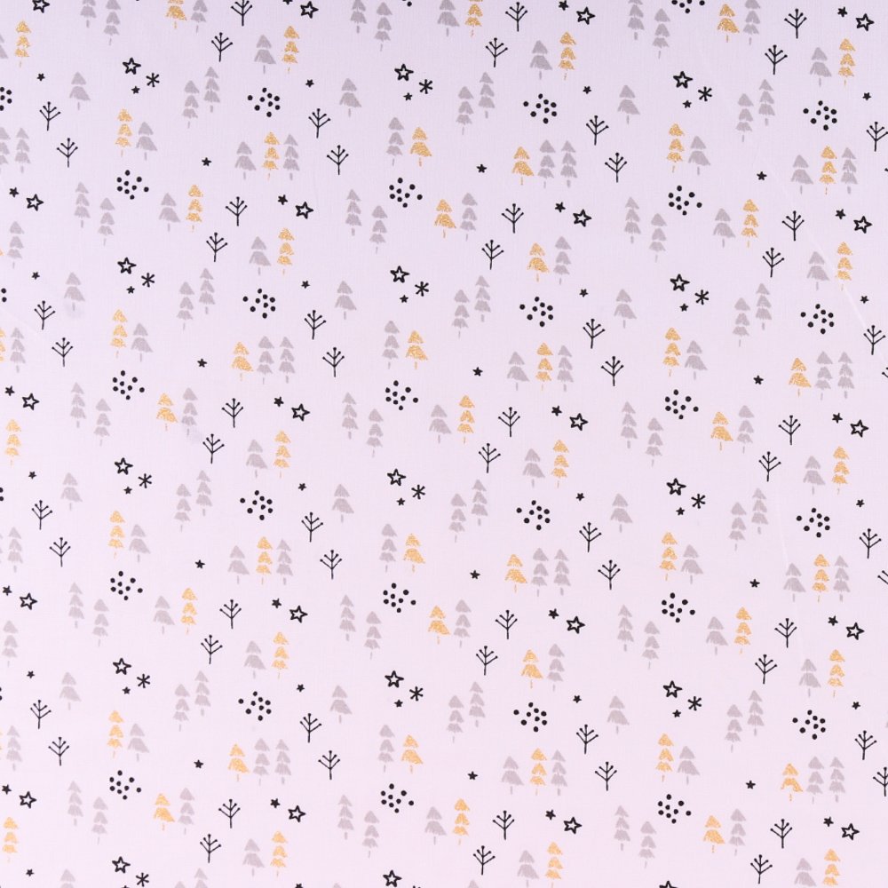 Tissu Coton Imprimé Arty Christmas Tree Or / Argent