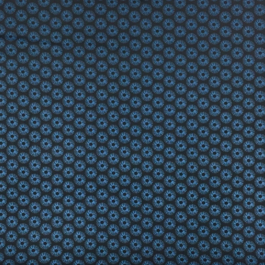 Tissu Coton Imprimé Arty Indigo Fleurs Bleus