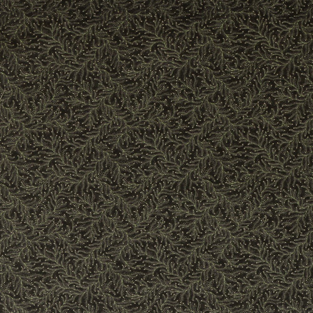 Tissu Coton Imprimé Lisa Studio Végétaux Aborigènes Verts sur fond Vert Foncé