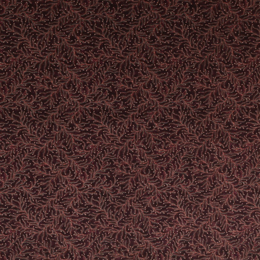 Tissu Coton Imprimé Lisa Studio Végétaux Aborigènes Rose sur fond Lie de vin