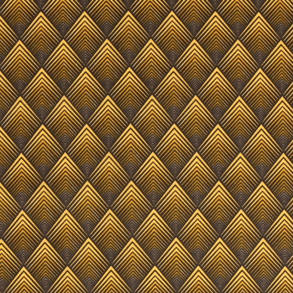 Tissu Coton Imprimé Arty Art Déco Ocre