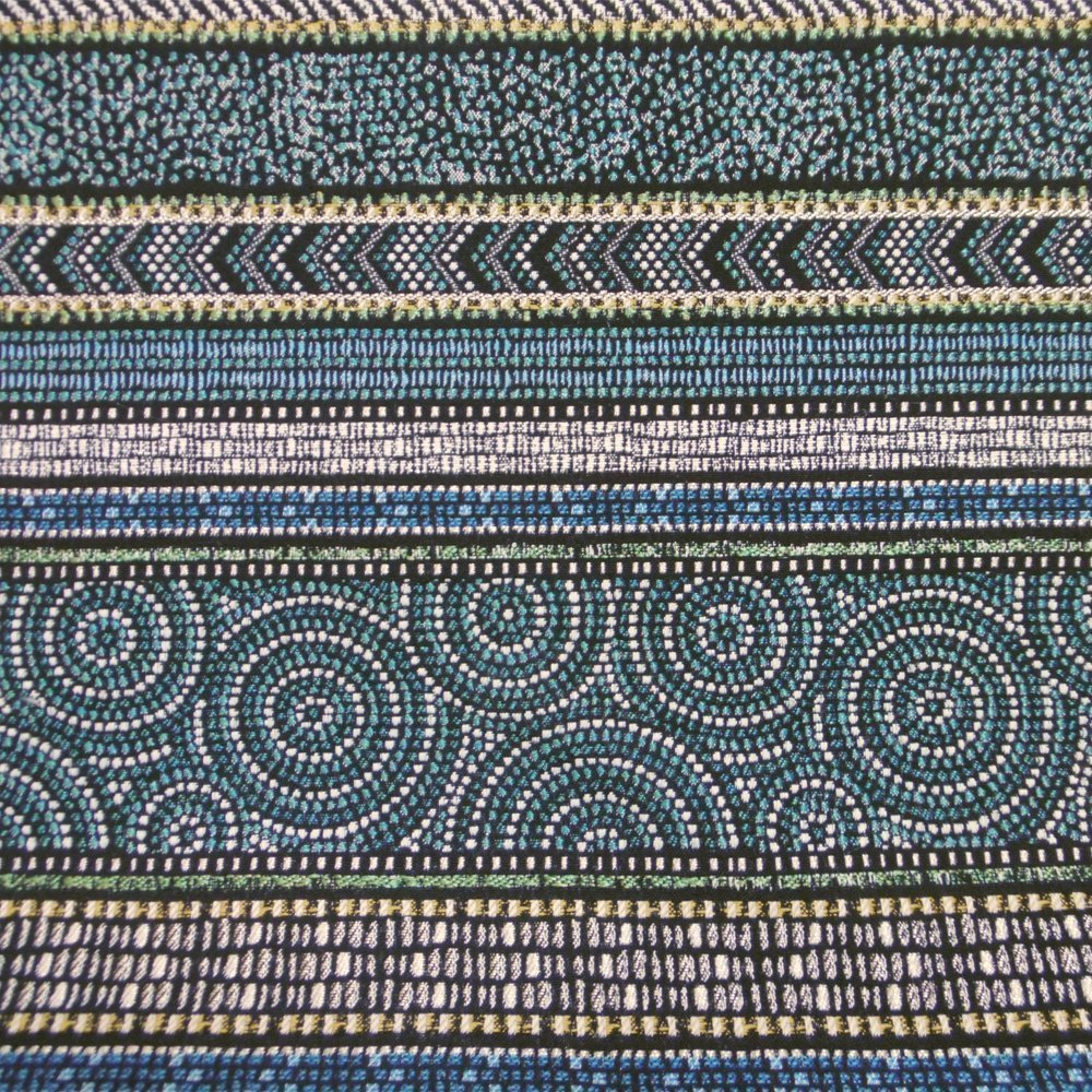 Tissu Jacquard Abori Bayadère Bleu canard