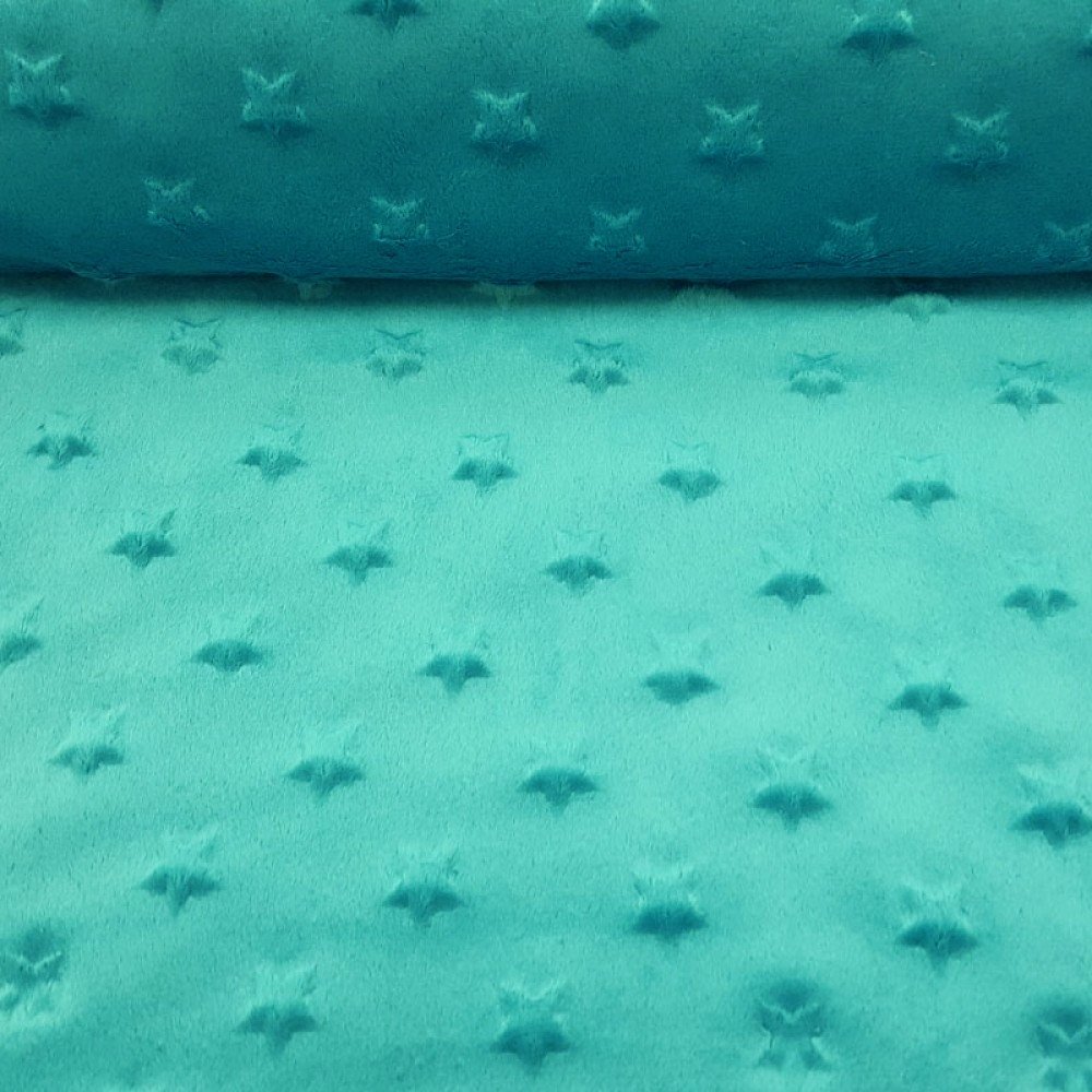 Tissu Minky ultra doux Etoiles Vert emeraude