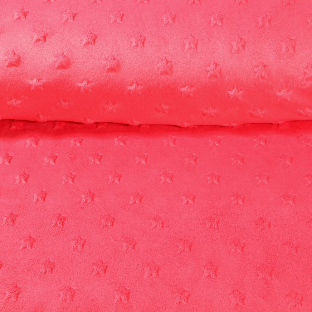 Tissu Minky Ultra doux Etoiles Corail