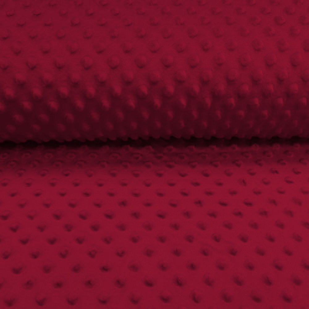 Tissu Minky Ultra doux Pois Bordeaux