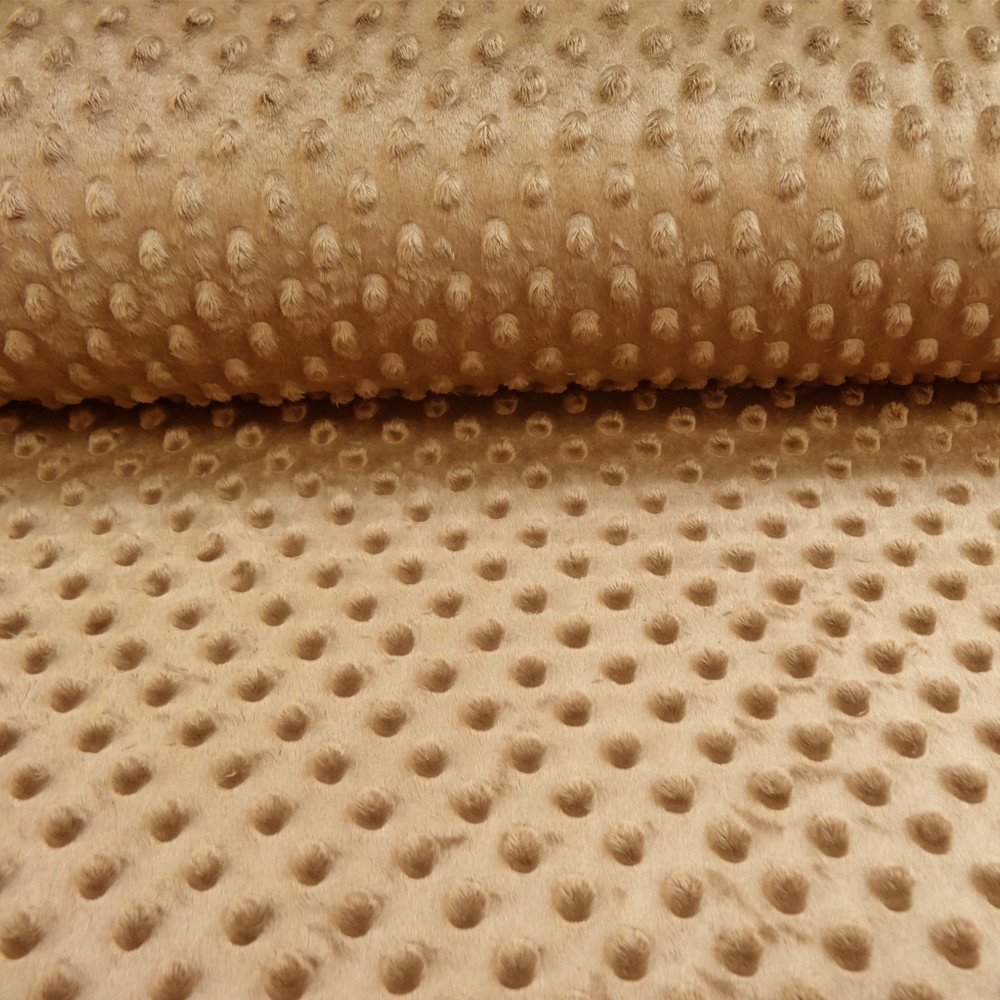 Tissu Minky Ultra doux Pois Caramel