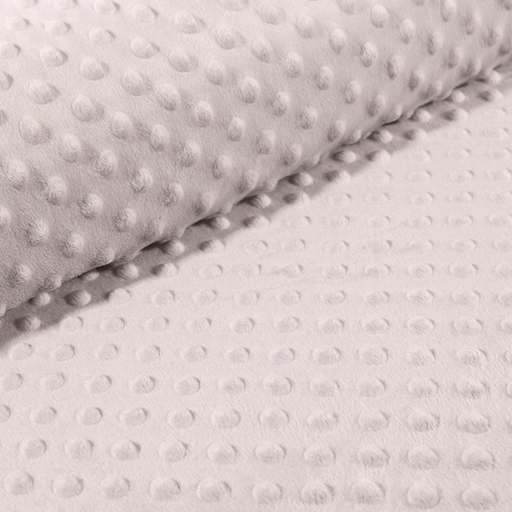 Tissu Minky Ultra doux Pois Gris argent
