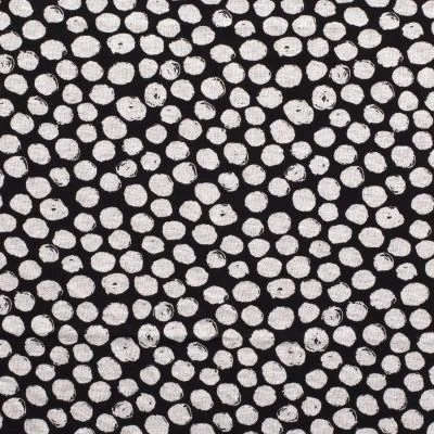 Tissu Maille Jersey Pois  gris sur fond Noir - Par 10 cm