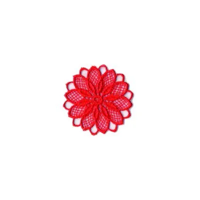Ecusson Thermocollant Fleur Effet Dentelle Rouge