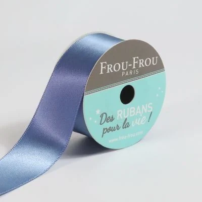 Bobinette Ruban Satin double face Frou-Frou Ardoise cendre - 25 mm x 5 mètres