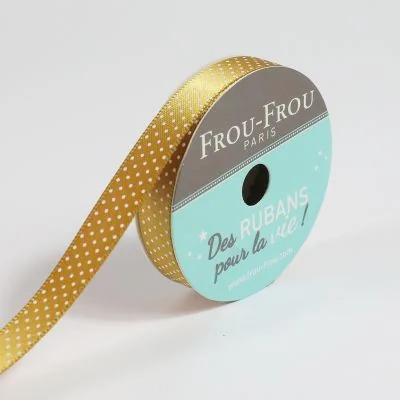 Ruban Satin pois Frou-Frou Poussière d&#039;or - 9 mm x 5 mètres