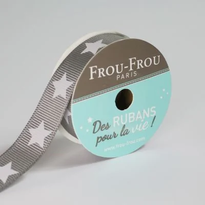 Bobinette Ruban Gros grain Etoile Frou-Frou Ciel d&#039;orage - 16 mm x 4 mètres