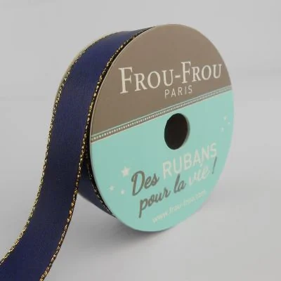 Ruban Satin Bord brillant Frou-Frou Navy - 16 mm x 6 mètres