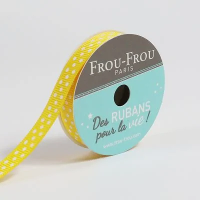 Bobinette Ruban Gros grain Pois Frou-Frou Tournesol - 10 mm x 4 mètres