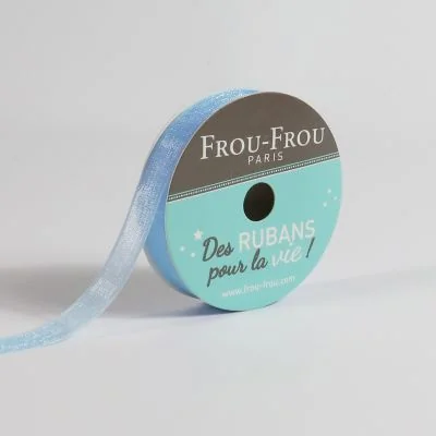 Bobinette Ruban Organza Frou-Frou Céleste - 9 mm x 8 mètres