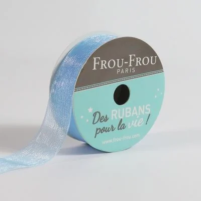 Bobinette Ruban Organza Frou-Frou Céleste - 16 mm x 8 mètres