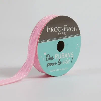 Bobinette Ruban Gros grain Surpiqué Frou-Frou Pétale de rose - 10 mm x 4 mètres