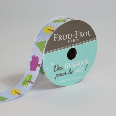 Bobinette Ruban Gros grain motif nature arbre Frou-Frou - 16 mm x 4 mètres