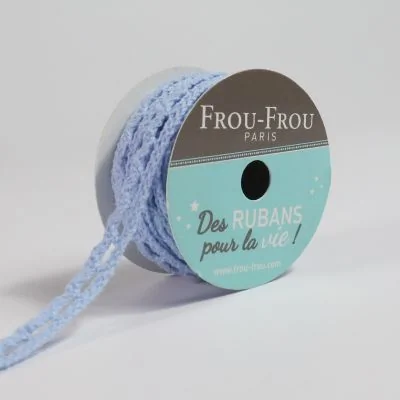 Bobinette Ruban Dentelle Frou-Frou Céleste - 10 mm x 4 mètres