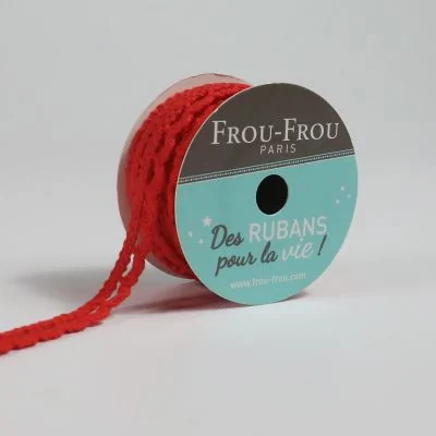 Bobinette Ruban Dentelle Frou-Frou Coquelicot - 10 mm x 4 mètres