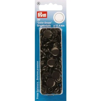 Prym 30 Boutons pression Color Snaps brun foncÃ© 12,4 mm