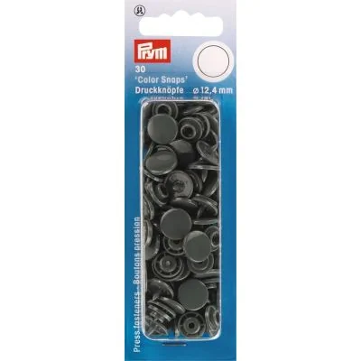 Prym 30 Boutons pression Color Snaps gris foncÃ© 12,4 mm