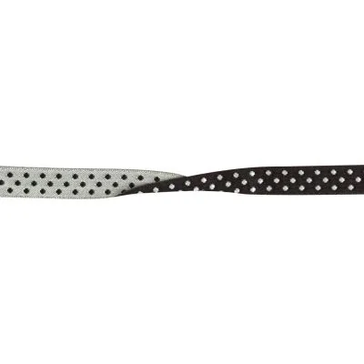 Galon 10 mm Noir Pois Recto Verso Blanc x1m