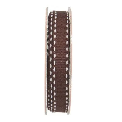 Ruban surpiqué Marron - bobinette 2m