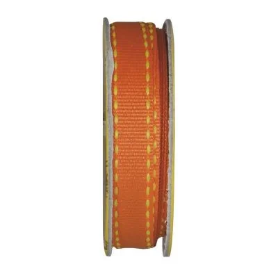 Ruban surpiqué Orange - bobinette 2m