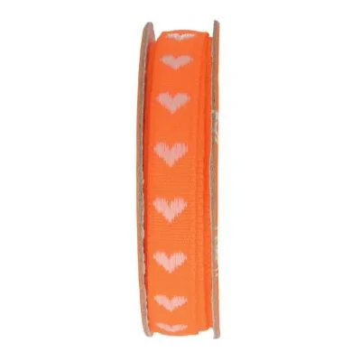 Ruban coeur  Orange - bobinette 2m