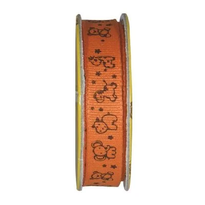 Ruban imprimé animaux Orange - bobinette 2m