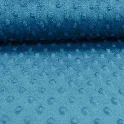 Tissu Minky ultra doux Pois Bleu Paon x10cm