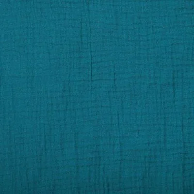 Tissu Double gaze de coton uni Bleu pétrole - Par 10 cm