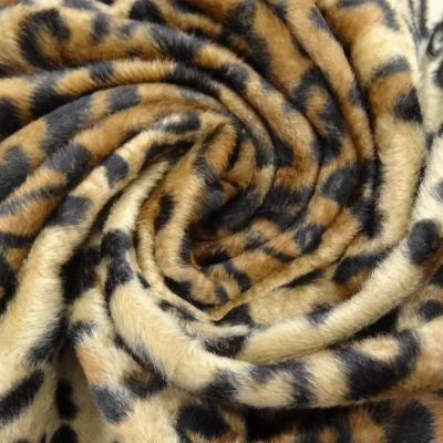 Tissu Velours Peau de bête Panthère Beige et marron x10cm