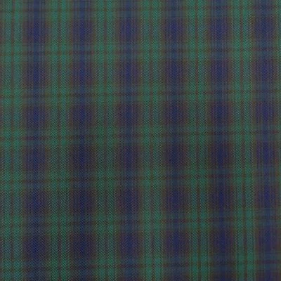 Tissu Tartan Petit Ecossais Marine Rayures Verts - Par 10 cm