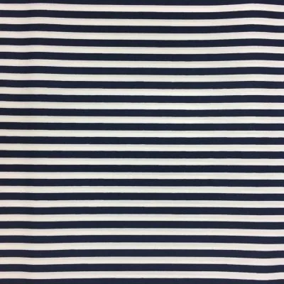 Tissu Coton imprimé marinière Bleu marine et blanc - Par 10 cm
