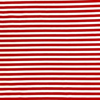 Tissu Coton imprimé marinière Rouge et blanc - Par 10 cm