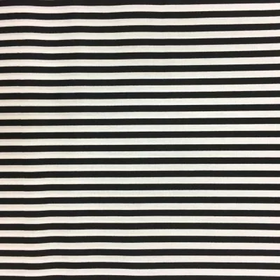 Tissu Coton imprimé marinière Noir et blanc - Par 10 cm