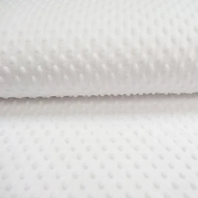 Tissu Minky Ultra doux Pois Blanc - Par 10 cm