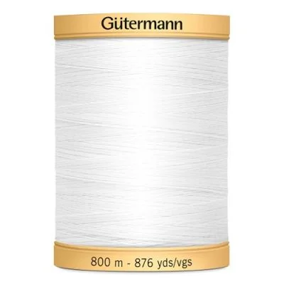 Fil à coudre Gütermann Coton naturel 800m - Blanc