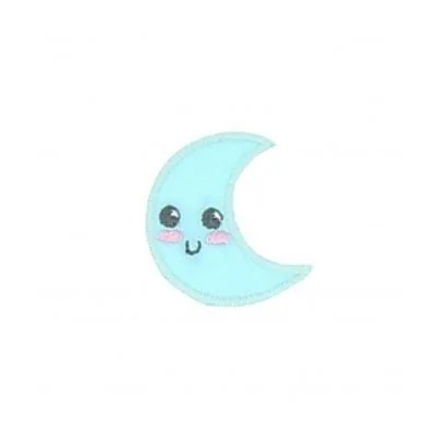 Ecusson Thermocollant Lune souriante Bleue