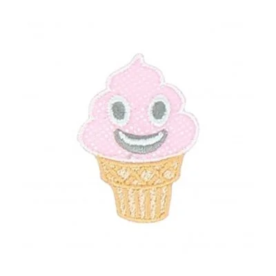 Ecusson Thermocollant Cornet de glace souriant Rose à point argenté