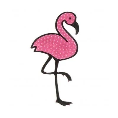 Ecusson Thermocollant Flamant Rose en sequins Fushia sur fond Rose