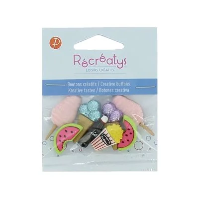 Boutons créatifs Récréatys Assortiment de 8 boutons Gourmandise