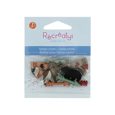Boutons créatifs Récréatys Assortiment de 5 boutons Cabanes hippie