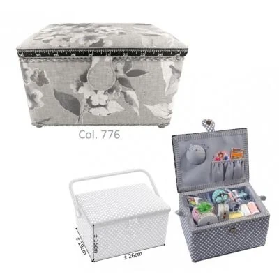 Boite à couture rectangulaire taille moyenne - Fleurs aquarelle