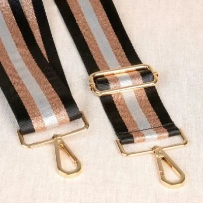 Sangle pour sac 50 mm Noir et or - Avec mousquetons